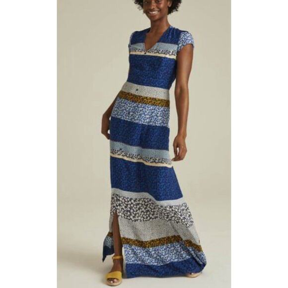 Long Tall Sally Ditsy Print Maxi Dress Size 10 US Tall Blue Short Sleeve NWT - Picture 2 of 8